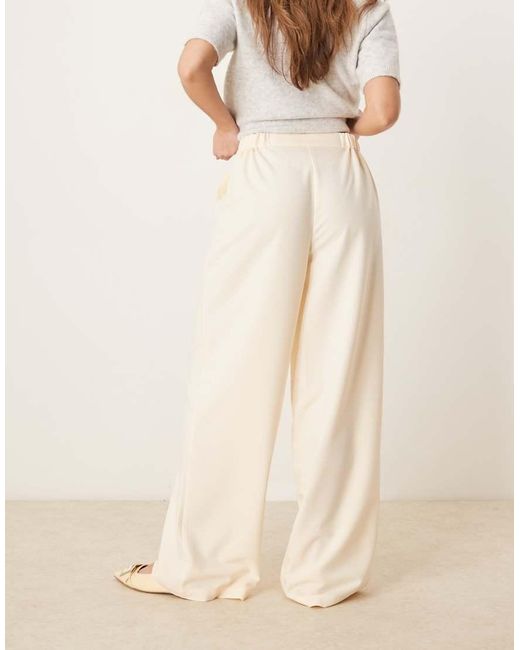 ASOS Natural Tailored Relaxed Straight Leg Trousers