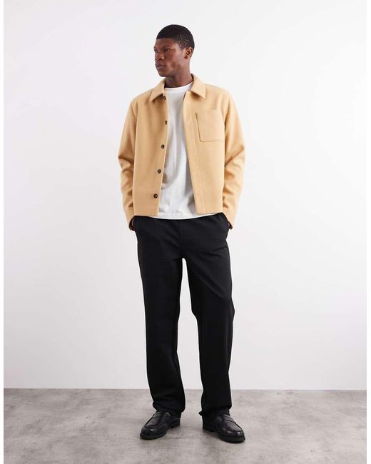 ASOS Natural Wool Look Shacket for men