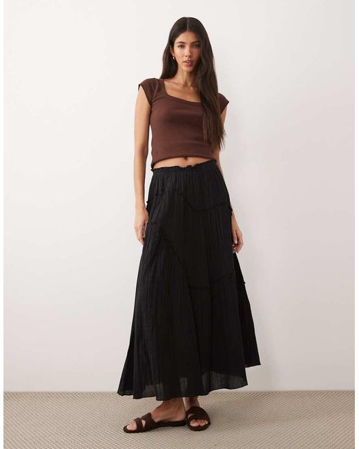 Iisla & Bird Black Maxi Ruffle Beach Skirt