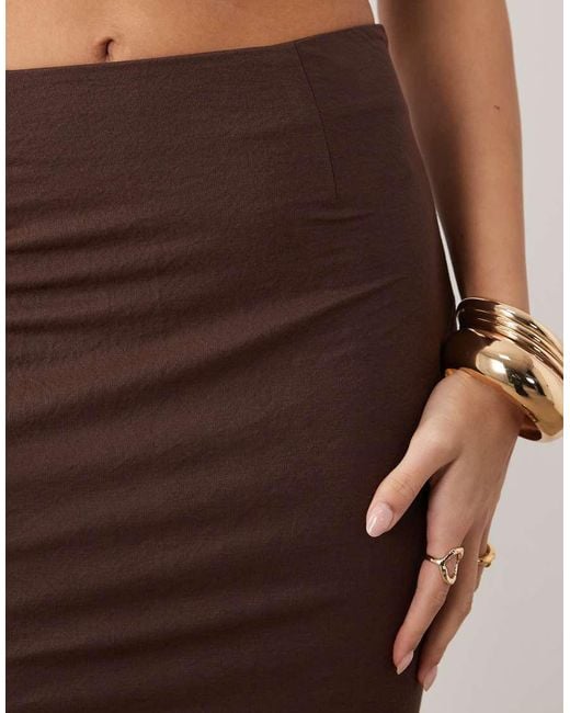 ASOS Brown Linen Look Bias Maxi Skirt