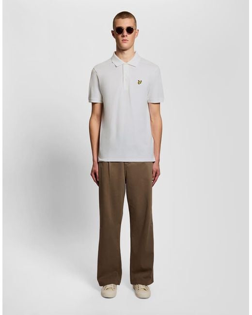 Lyle & Scott White Ss Polo Shirts Popcorn Jacquard Polo Shirt for men