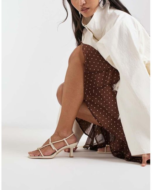 Dolce Vita Brown Mylee Strappy Mid Heel Sandals With Gold Hardware