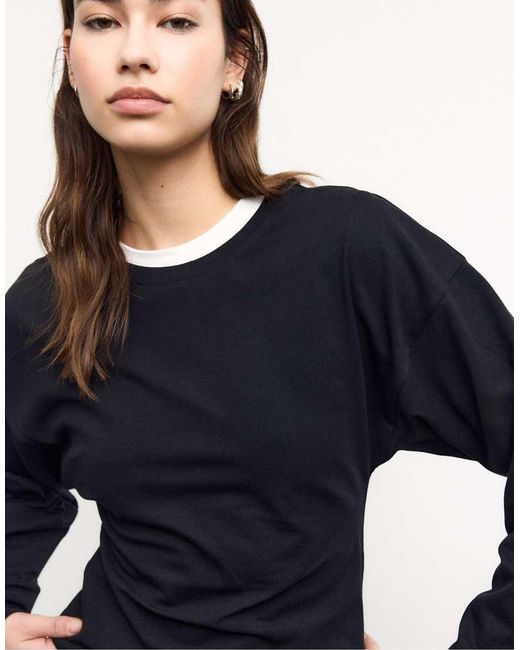 Stradivarius Blue Kimono Sleeve T-Shirt