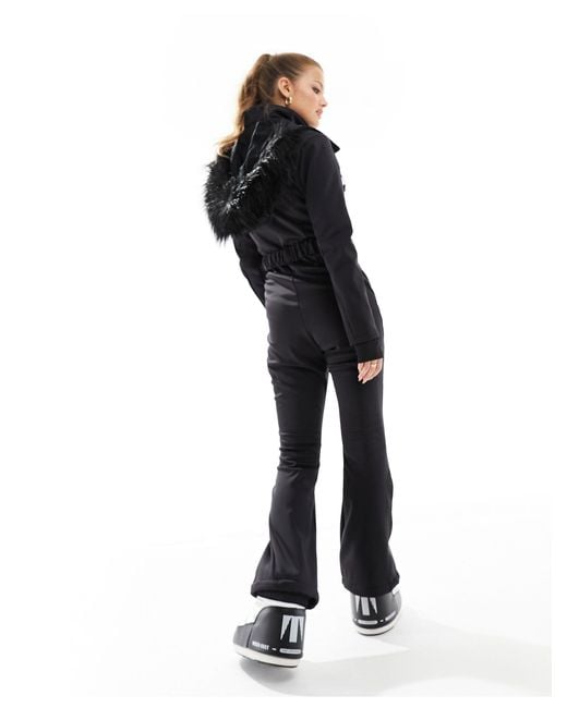 ASOS 4505 Ski Petite Water Repellent Belted Ski Suit With Faux Fur Hood