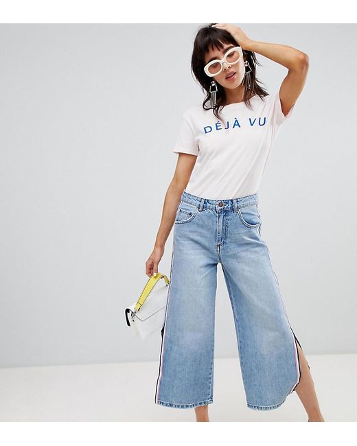 Stradivarius Wide Leg Side Stripe Denim 