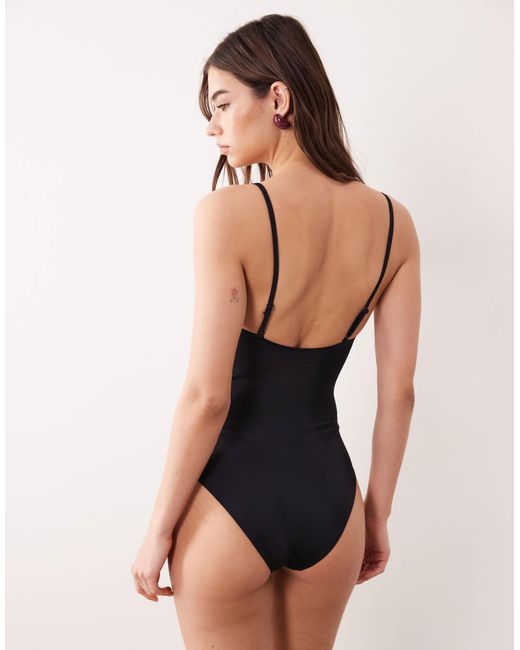 ARKET Black Square Neck Swimsuit