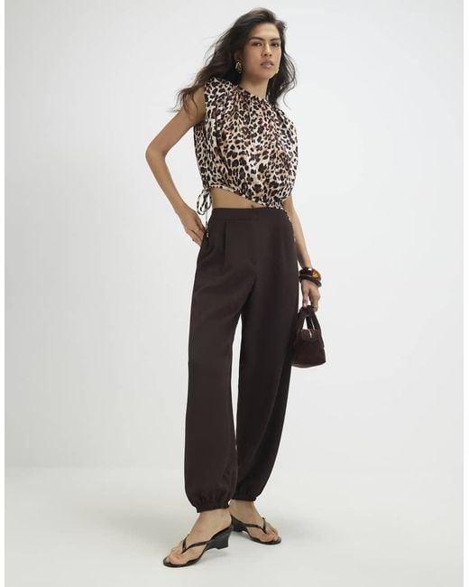 River Island Black Cotton Leopard Print Bubble Hem T-Shirt