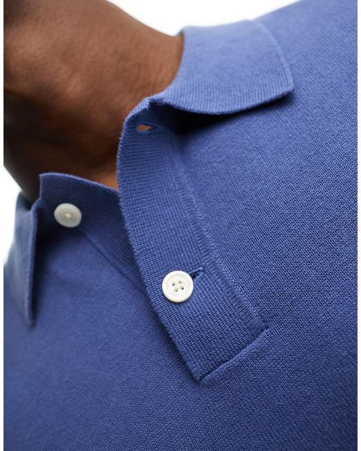 Levi's Blue Knitted Polo Shirt With Small Logo for men