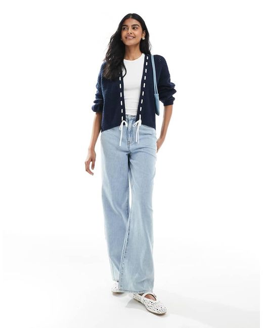 Hollister Blue Relaxed Open Cardigan