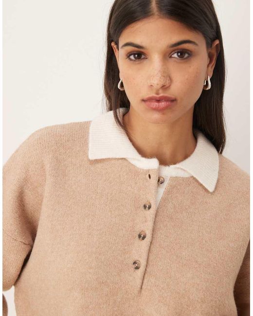 ASOS Natural Knit Compact Polo Shirt