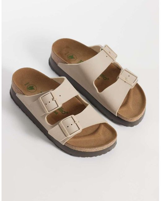 Birkenstock White Arizona Flex Platform Birko-flor Sandals