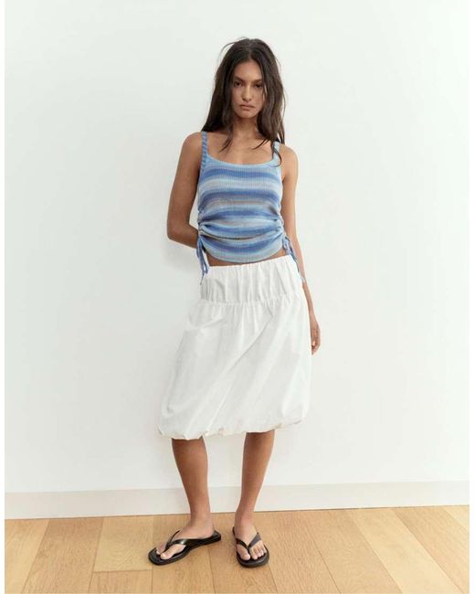 Pull&Bear Tanktop Met Ruches in het White