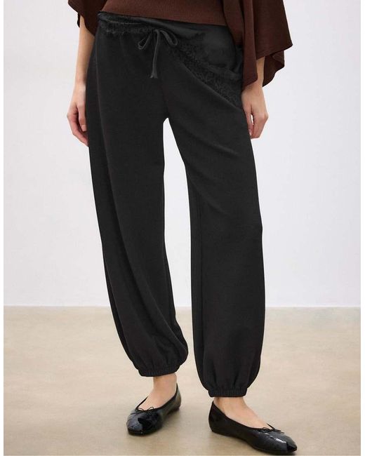 Stradivarius Black Soft-Touch Balloon Jogger Trousers