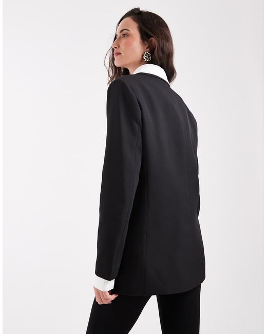 Pieces Black Oversized Double Breasted Blazer