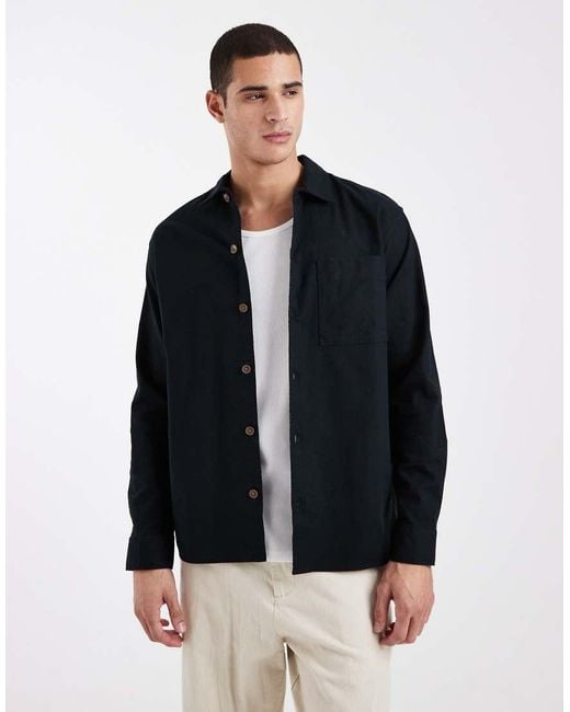 Jack & Jones Blue Linen Mix Overshirt for men