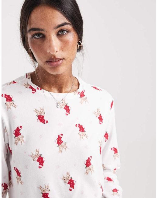Hollister White Scoop Neck Long Sleeve Pyjama Top Co-Ord