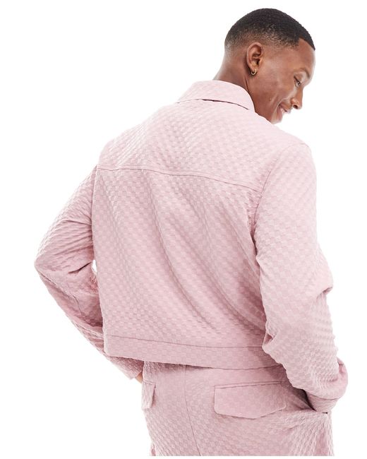 ASOS – elegante, schmal geschnittene trucker-jacke in Pink für Herren