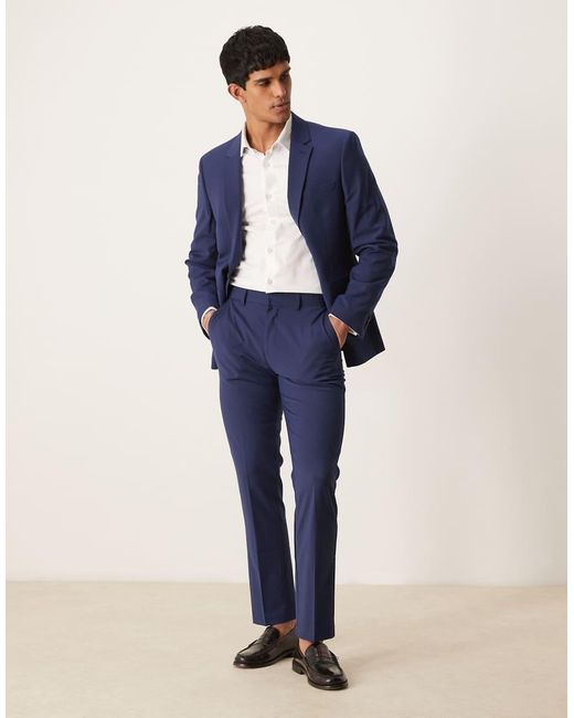 ASOS Blue Washable Slim Suit Trousers With Lightweight Worsted Wool for men