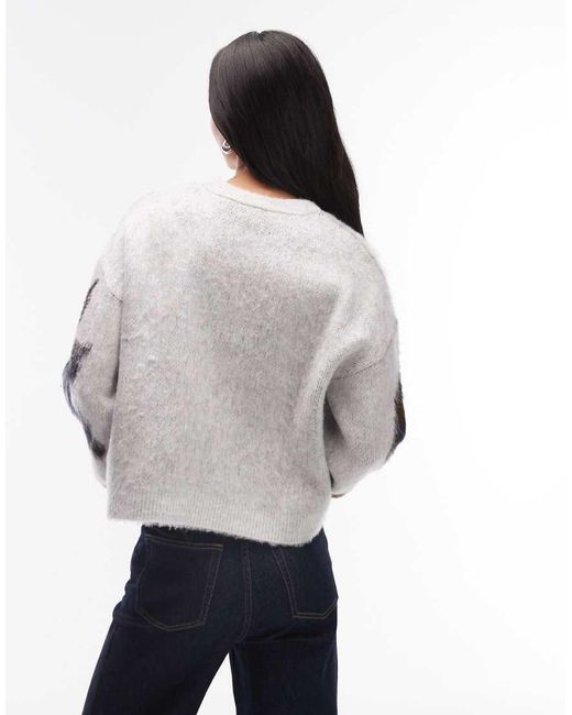 ASOS Gray Knitted Brushed Floral Jumper