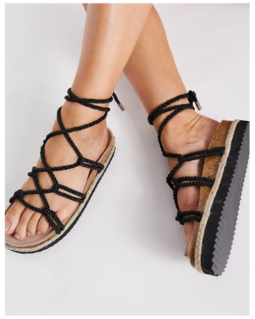 South Beach Espadrille sandalen Met Touwtjes in het Zwart Lyst NL