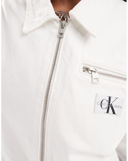 Calvin Klein White Zipped Denim Jacket