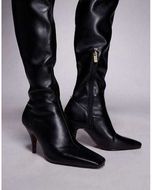 River Island Black Chisel Toe Thigh High Boot