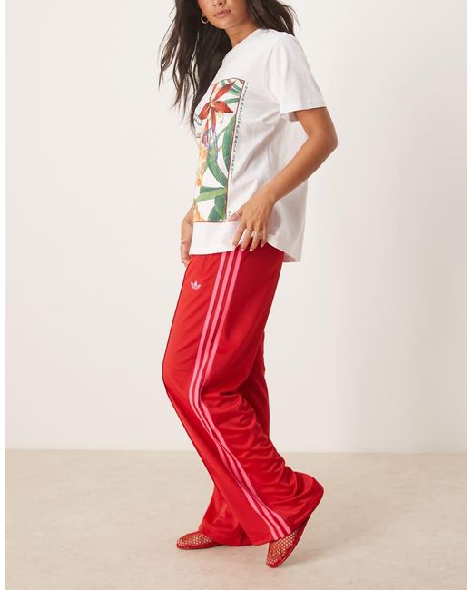 Pantalones De Chándal Rojos Y Rosas Firebird Loose De Adidas Originals de color Red