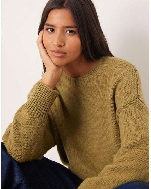 Mango Blue Crew Neck Chunky Sweater