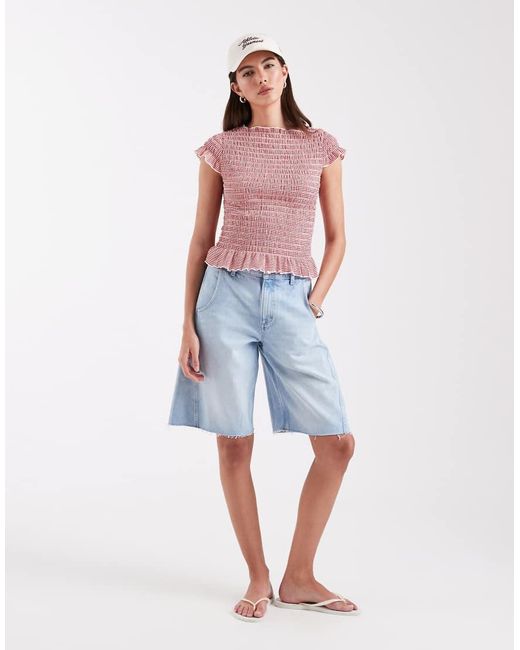 ONLY Red Cap Sleeve Top With Ruffle Hems