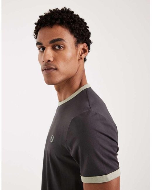 Fred Perry Blue Logo Ringer T-Shirt for men