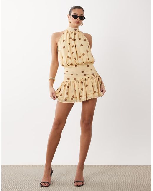 Gina Tricot Natural Halterneck Mini Dress