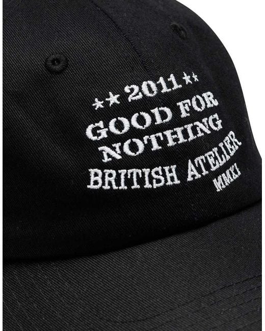 Good For Nothing Black Cap With Embroidered Logo for men