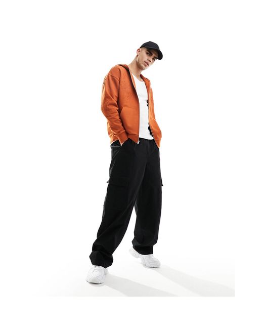 ASOS Orange Oversized Zip Through Hoodie for men
