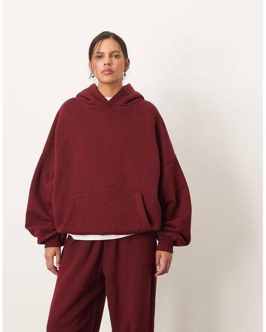 Sudadera Rojo Vino Extragrande Con Capucha De Tejido Grueso Premium De ARRANGE de color Red