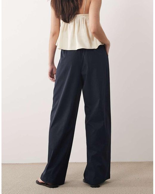 Threadbare Blue Pull On Wide Leg Trousers