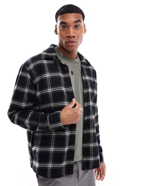 Hollister Black Check Flannel Overshirt for men