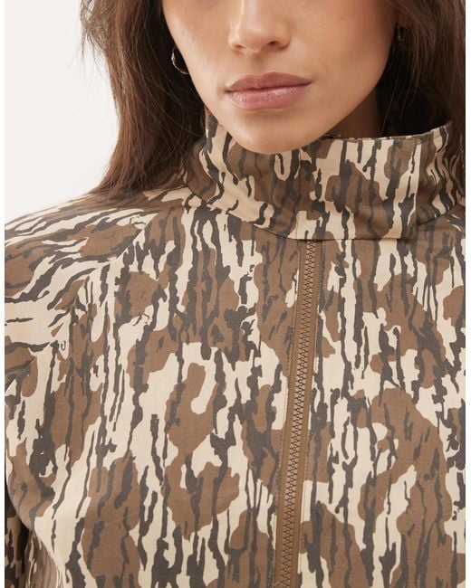 Collusion Brown Funnel Neck Zip Up Track Jacket