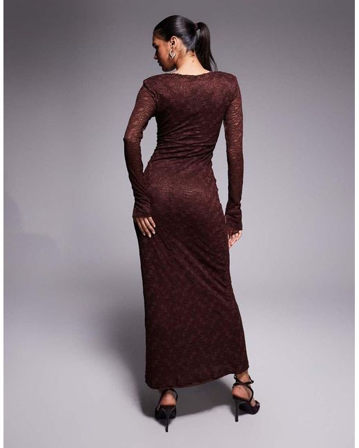 Bardot Purple Zenia Lace Button Trim V Neck Maxi Dress