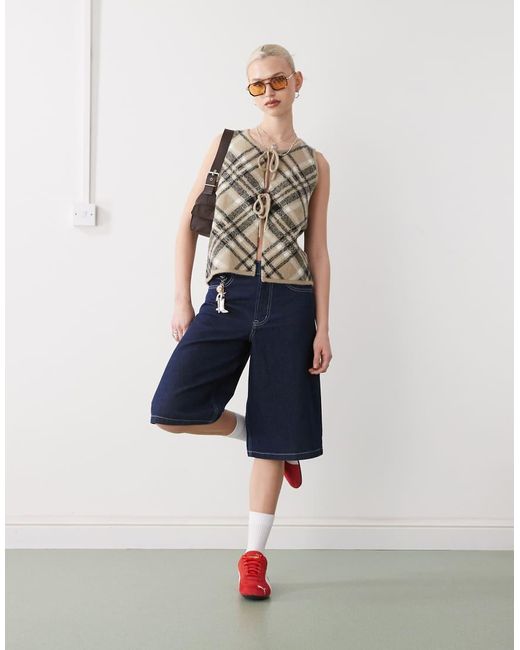 Collusion Blue Fluffy Knitted Waist Coat