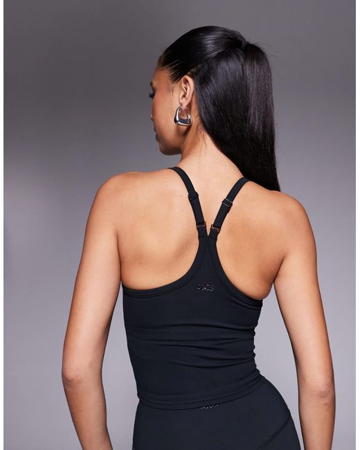 4505 Black Icon Soft Touch Yoga Cami With Inner Bra And Adjustable Straps