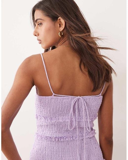 ASOS Pink Crinkle Maxi Sundress With Shirred Dropped Waist