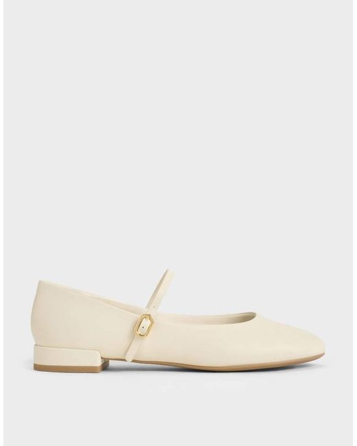Charles & Keith Natural Gertrude Round-Toe Mary Janes