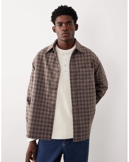 ASOS COLLECTIVE Brown Check Overshirt for men