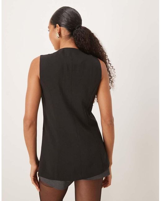 Jdy Black Longline Button Through Waistcoat