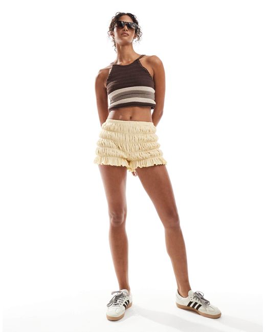 ASOS Natural Shirred Texture Micro Shorts