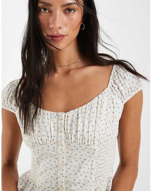 Hollister Gray Sweetheart Neckline Peplum Top