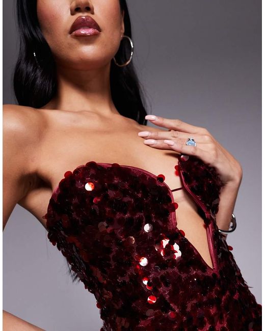 Bardot Red Braya Sequin Midi Dress