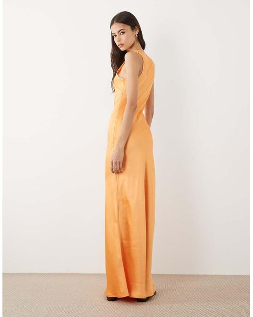ASOS Orange Asos Design Tall Scoop Satin Maxi Dress