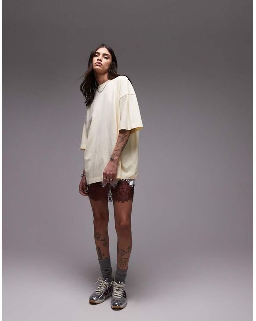 TOPSHOP Gray Oversized Drop Shoulder Tee