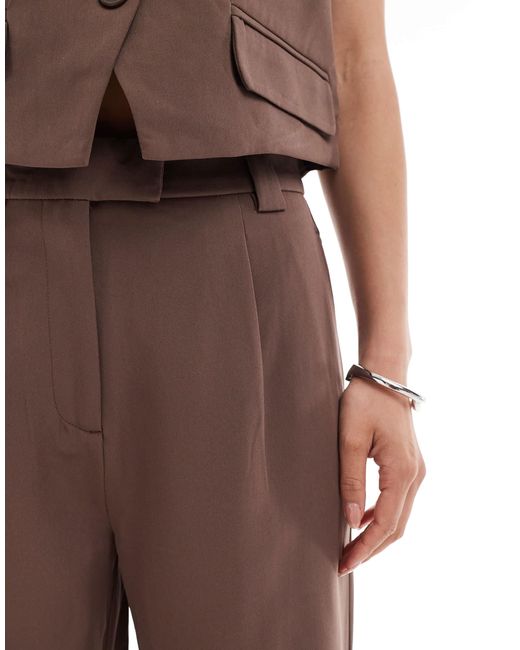 Pieces Brown Tailored Multiway Button Leg Trouser Co-Ord